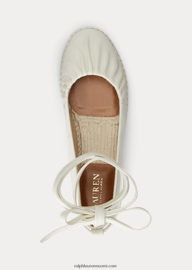 Ralph Lauren naiset cecilia nappan nahka nauhoitettu espadrilli 0Z24ZR5057 vanilja