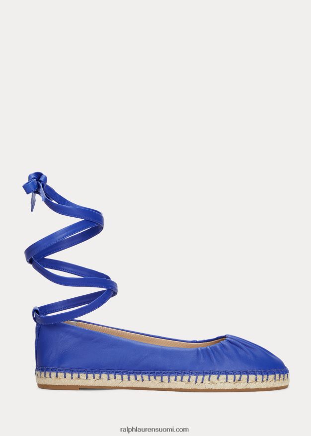 Ralph Lauren naiset cecilia nappan nahka nauhoitettu espadrilli 0Z24ZR5058 sininen saturn