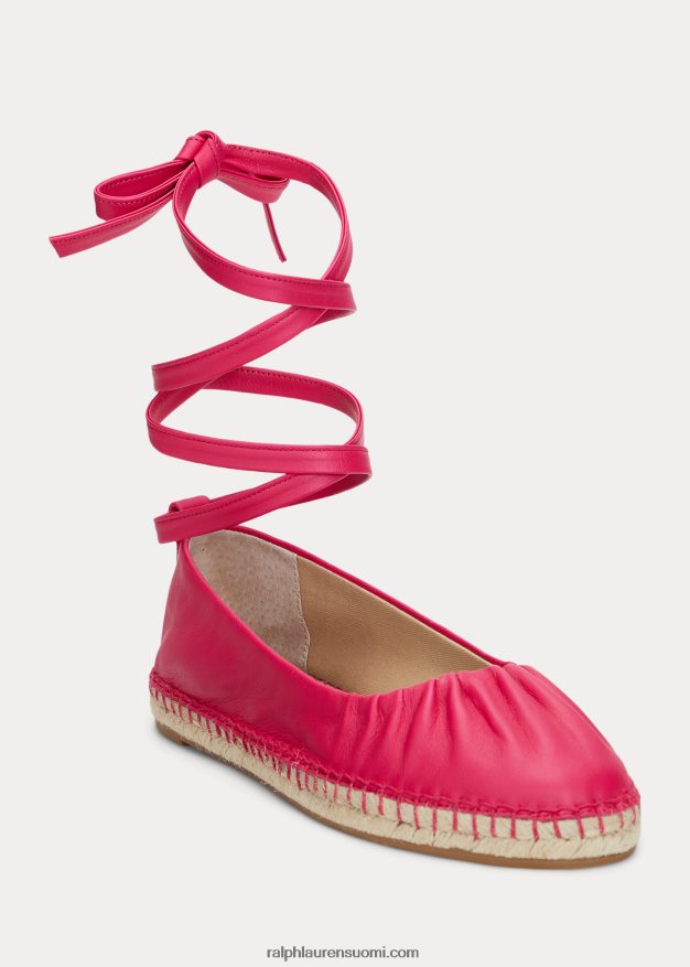Ralph Lauren naiset cecilia nappan nahka nauhoitettu espadrilli 0Z24ZR5059 urheilu pinkki