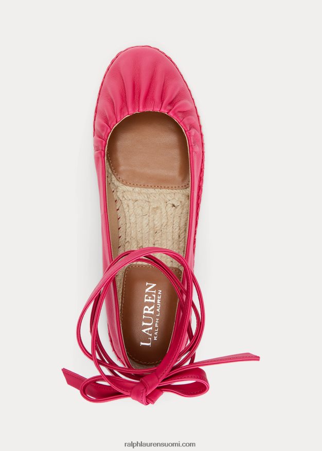 Ralph Lauren naiset cecilia nappan nahka nauhoitettu espadrilli 0Z24ZR5059 urheilu pinkki