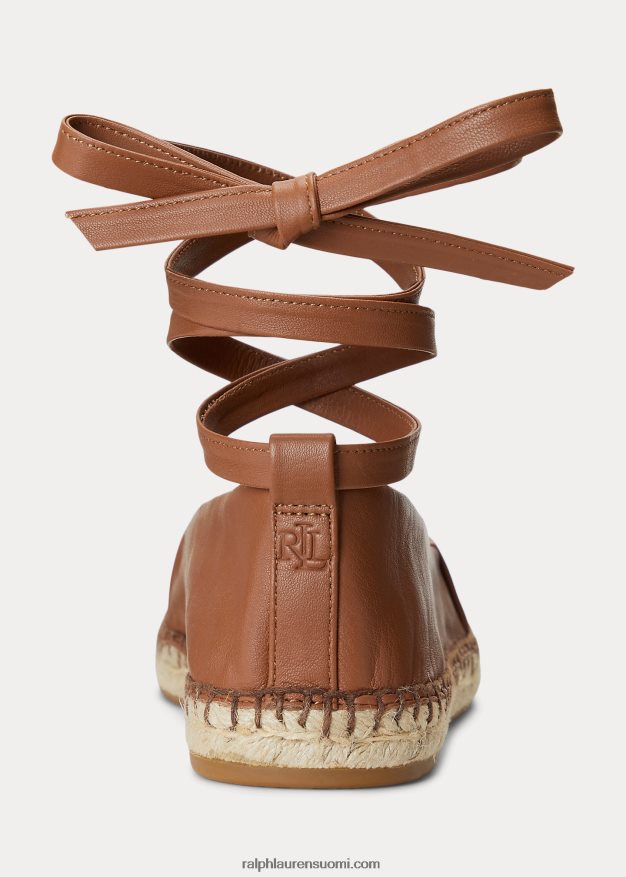 Ralph Lauren naiset cecilia nappan nahka nauhoitettu espadrilli 0Z24ZR5063 syvä satularusketus