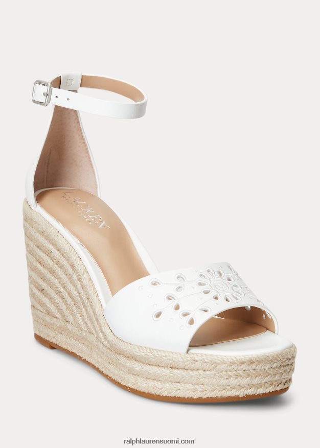 Ralph Lauren naiset haana silmukka nappanahkainen espadrille 0Z24ZR5046 Lumikki