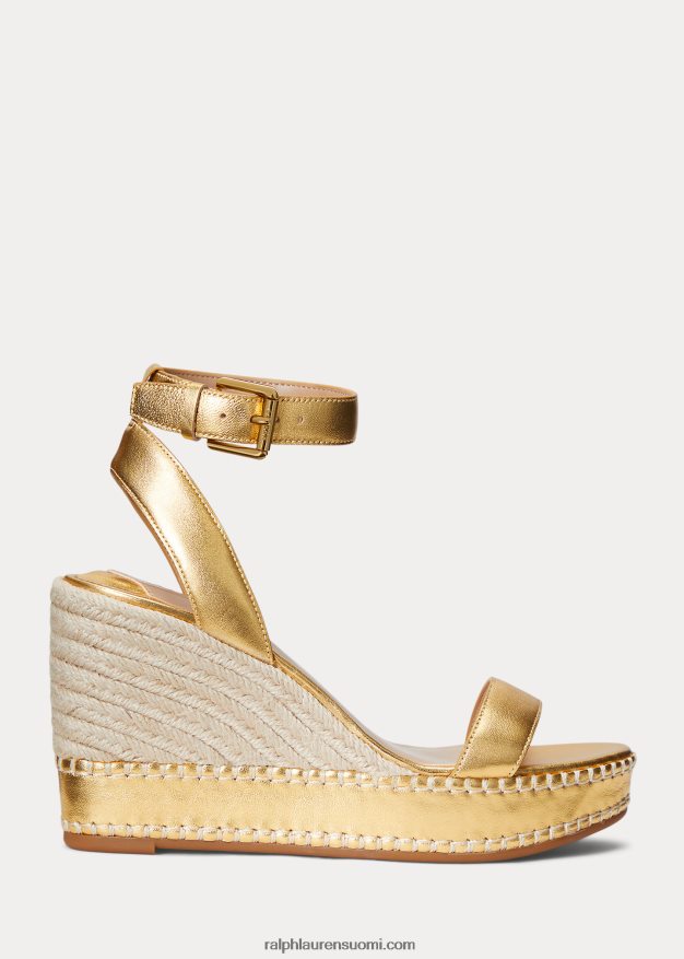 Ralph Lauren naiset hilarie metallinen nahkainen espadrilli 0Z24ZR5041 moderni kulta