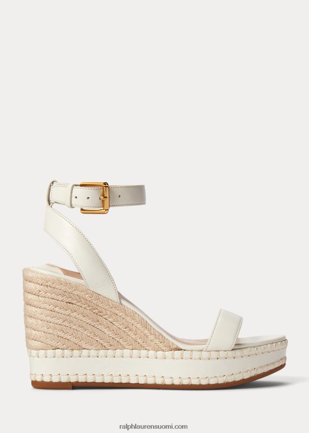 Ralph Lauren naiset hilarie nahkainen espadrille 0Z24ZR5036 Lumikki