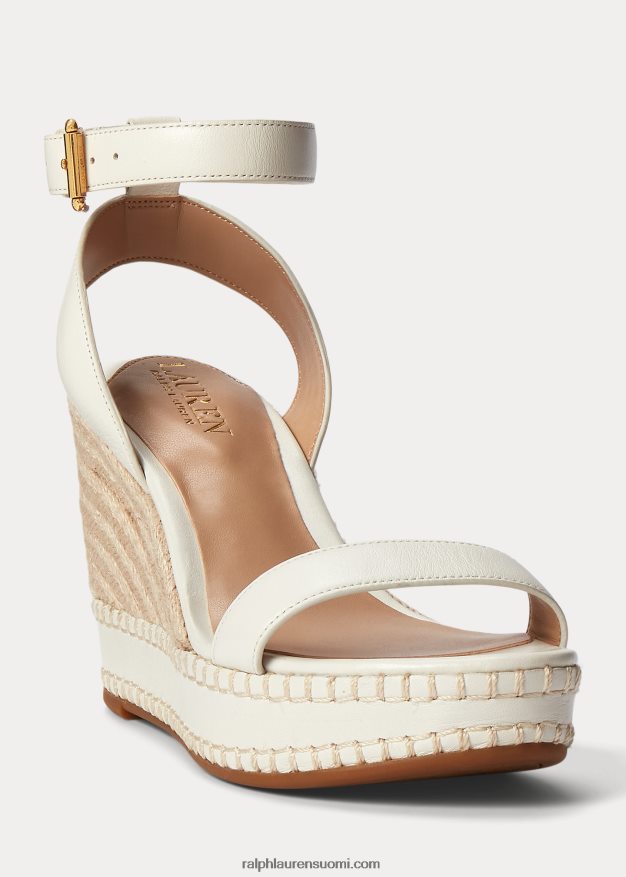 Ralph Lauren naiset hilarie nahkainen espadrille 0Z24ZR5036 Lumikki
