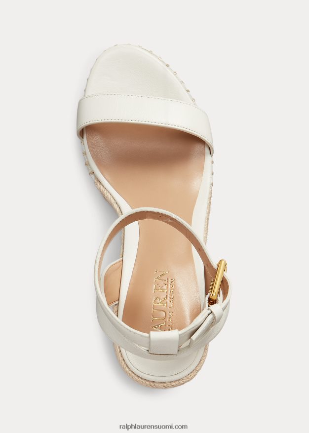 Ralph Lauren naiset hilarie nahkainen espadrille 0Z24ZR5036 Lumikki