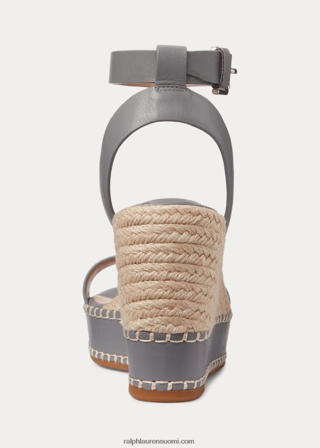 Ralph Lauren naiset hilarie nahkainen espadrille 0Z24ZR5038 valtameri