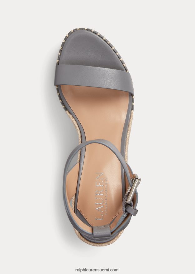 Ralph Lauren naiset hilarie nahkainen espadrille 0Z24ZR5038 valtameri