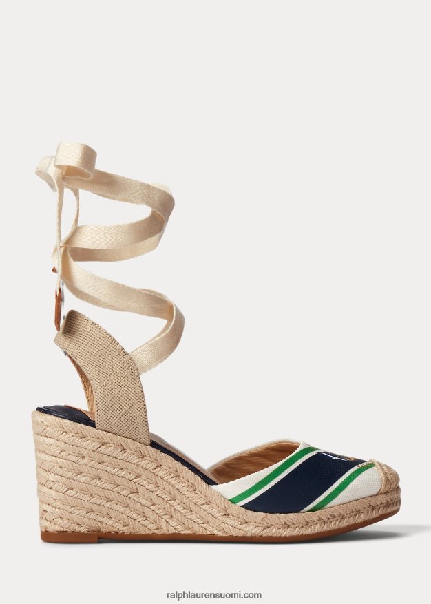 Ralph Lauren naiset paislee canvas espadrille 0Z24ZR9722 luonnollinen/jalostettu laivasto