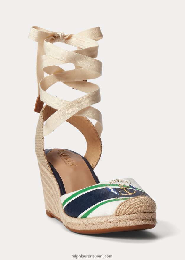 Ralph Lauren naiset paislee canvas espadrille 0Z24ZR9722 luonnollinen/jalostettu laivasto