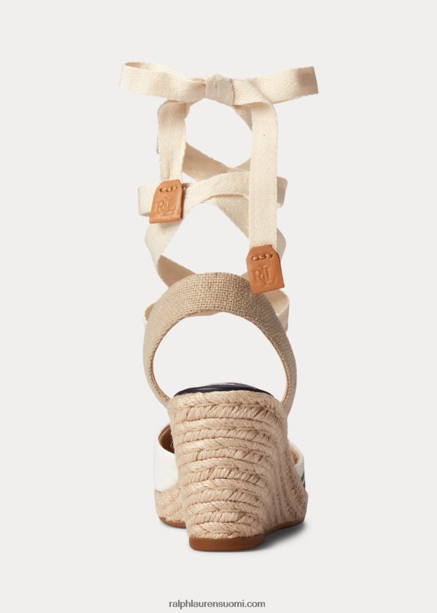 Ralph Lauren naiset paislee canvas espadrille 0Z24ZR9722 luonnollinen/jalostettu laivasto