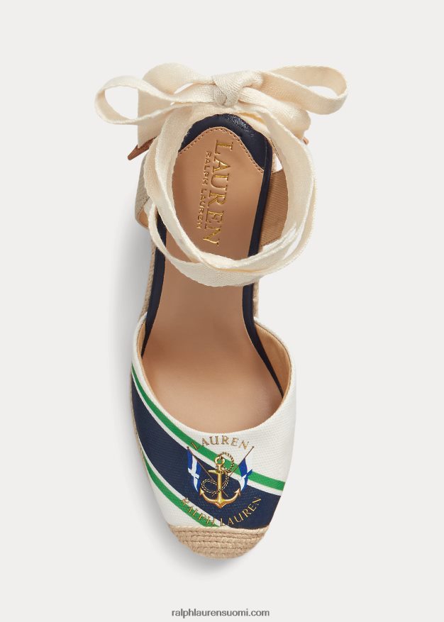 Ralph Lauren naiset paislee canvas espadrille 0Z24ZR9722 luonnollinen/jalostettu laivasto