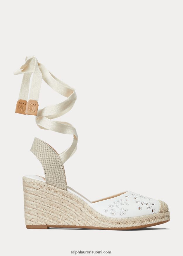 Ralph Lauren naiset paislee eyelet nappanahkainen espadrille 0Z24ZR5040 Lumikki