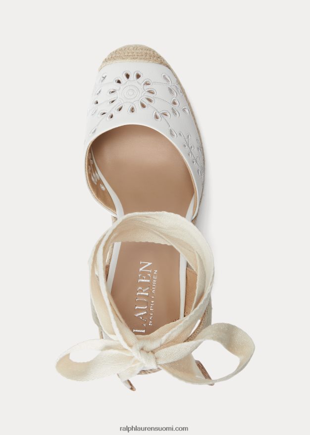 Ralph Lauren naiset paislee eyelet nappanahkainen espadrille 0Z24ZR5040 Lumikki