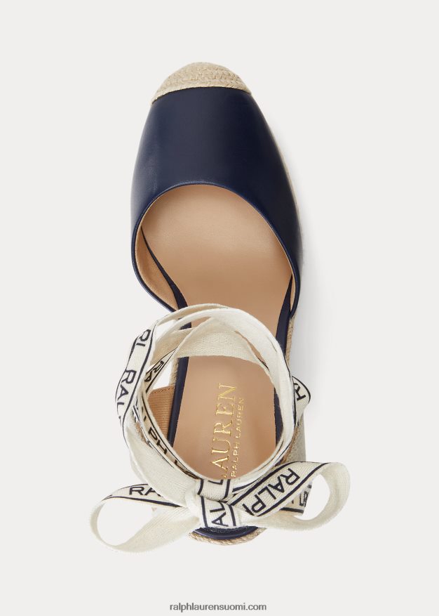 Ralph Lauren naiset paislee nahkainen espadrille 0Z24ZR5044 hienostunut laivasto