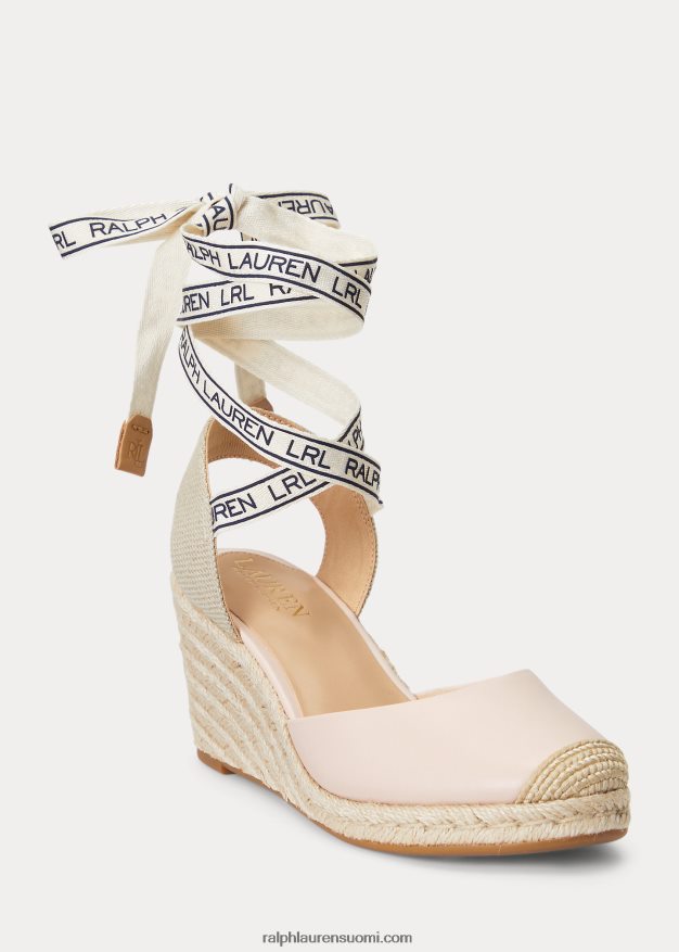 Ralph Lauren naiset paislee nappan nahkainen espadrille 0Z24ZR5042 vaalea pinkki