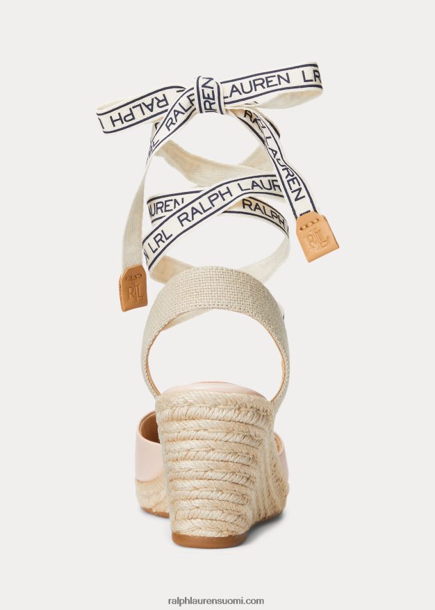 Ralph Lauren naiset paislee nappan nahkainen espadrille 0Z24ZR5042 vaalea pinkki