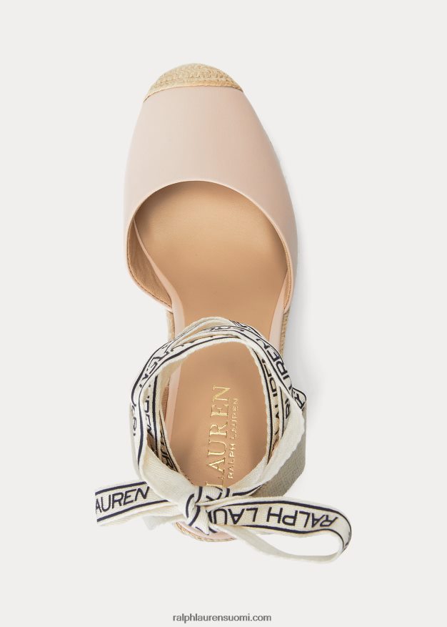 Ralph Lauren naiset paislee nappan nahkainen espadrille 0Z24ZR5042 vaalea pinkki