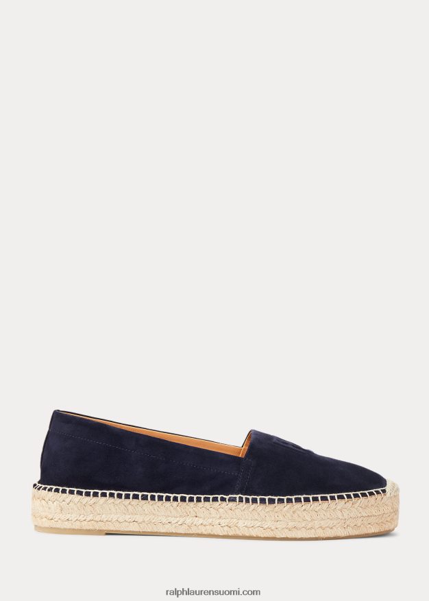 Ralph Lauren naiset saunders vuohen-mokkanahka espadrille 0Z24ZR9676 laivasto