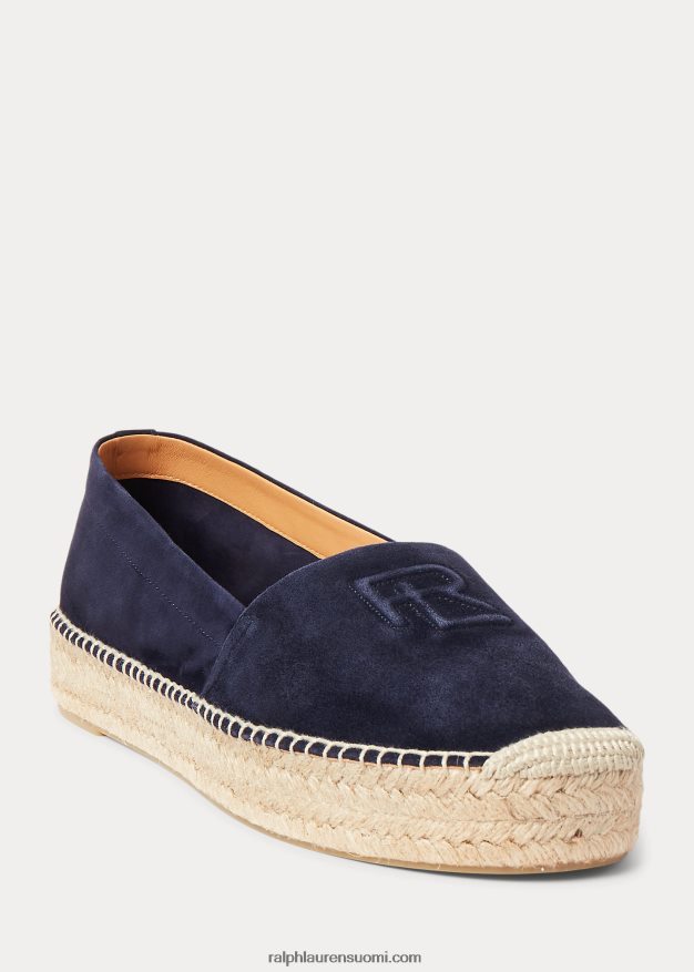 Ralph Lauren naiset saunders vuohen-mokkanahka espadrille 0Z24ZR9676 laivasto