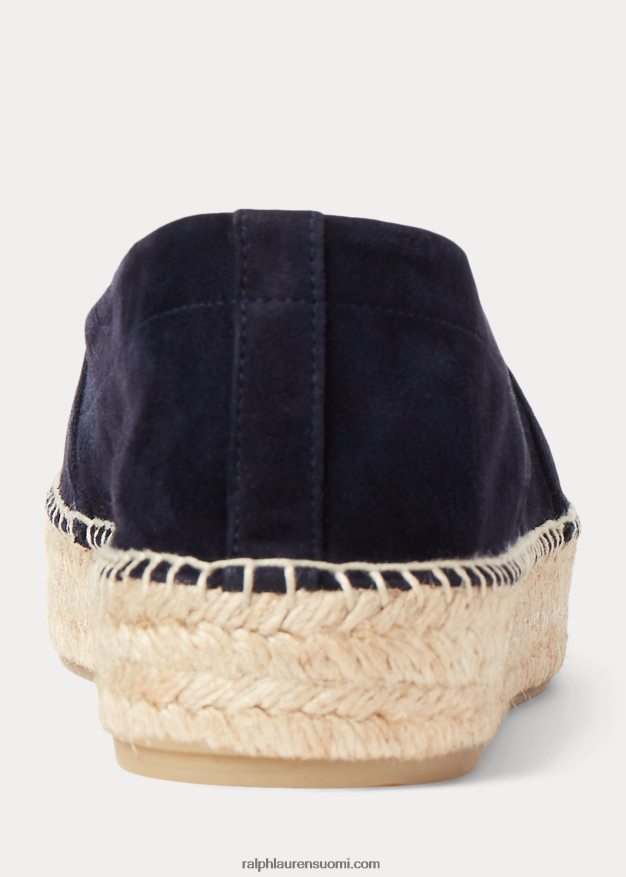 Ralph Lauren naiset saunders vuohen-mokkanahka espadrille 0Z24ZR9676 laivasto