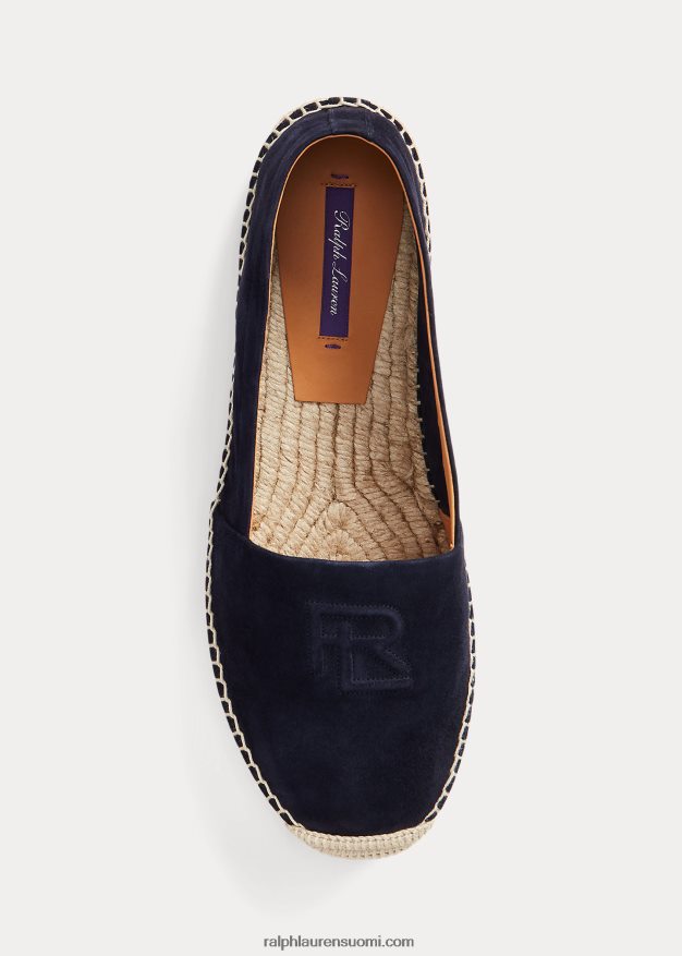 Ralph Lauren naiset saunders vuohen-mokkanahka espadrille 0Z24ZR9676 laivasto