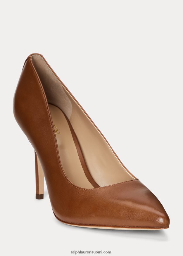Ralph Lauren naiset lindella ii kiillotettu nahkapumppu 0Z24ZR5101 syvä satularusketus