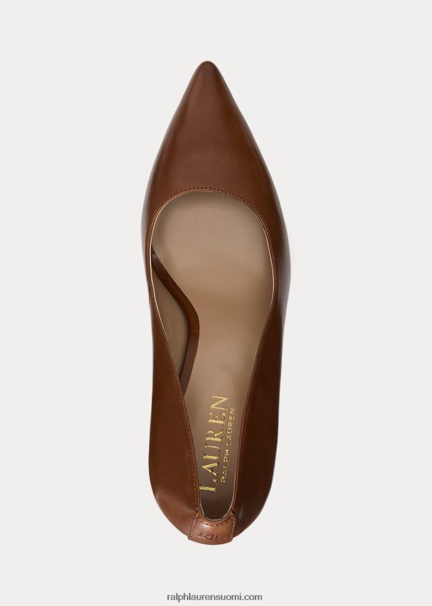 Ralph Lauren naiset lindella ii kiillotettu nahkapumppu 0Z24ZR5101 syvä satularusketus