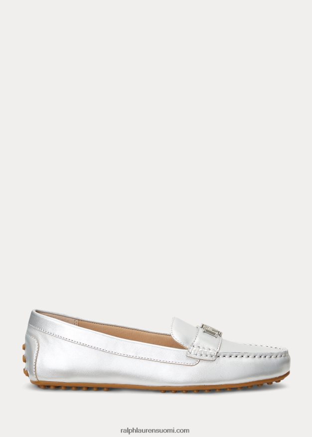 Ralph Lauren naiset barnsbury metallinen nappanahkaohjain 0Z24ZR5071 kirkasta hopeaa