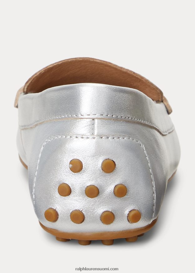 Ralph Lauren naiset barnsbury metallinen nappanahkaohjain 0Z24ZR5071 kirkasta hopeaa