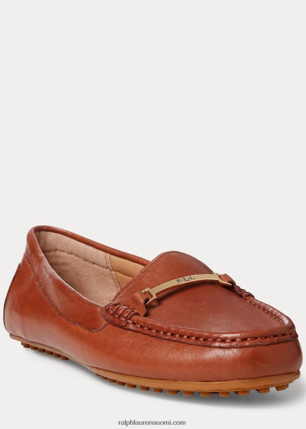 Ralph Lauren naiset briony nahkainen kuljettaja 0Z24ZR5073 syvä satularusketus