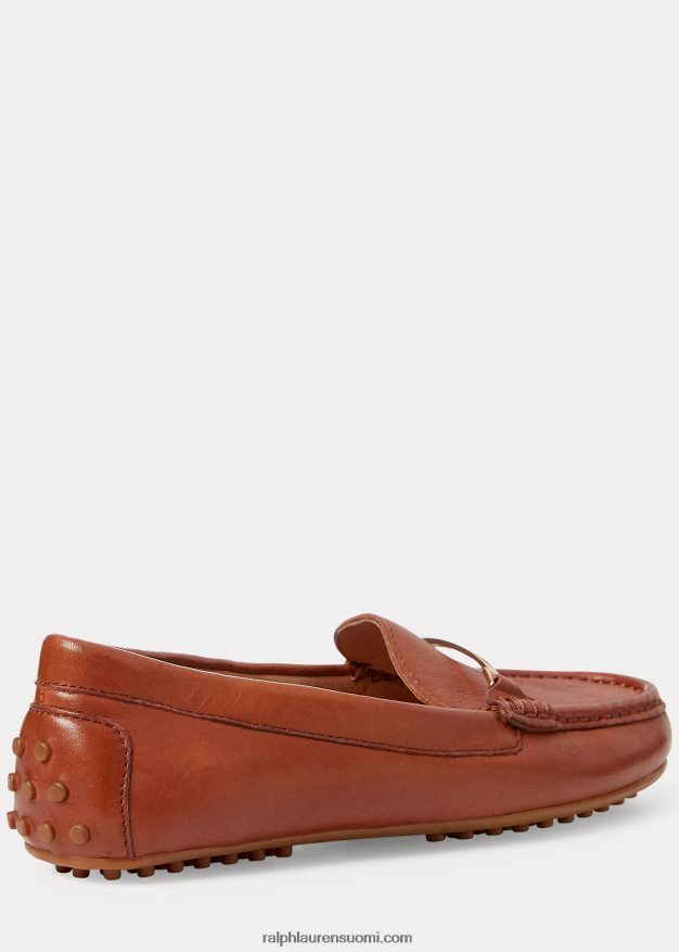 Ralph Lauren naiset briony nahkainen kuljettaja 0Z24ZR5073 syvä satularusketus