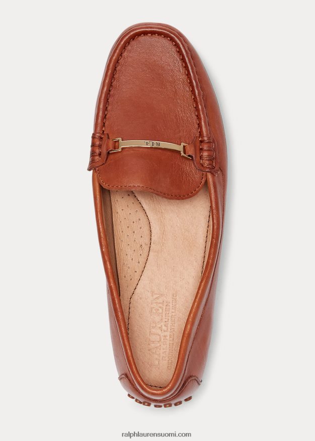 Ralph Lauren naiset briony nahkainen kuljettaja 0Z24ZR5073 syvä satularusketus