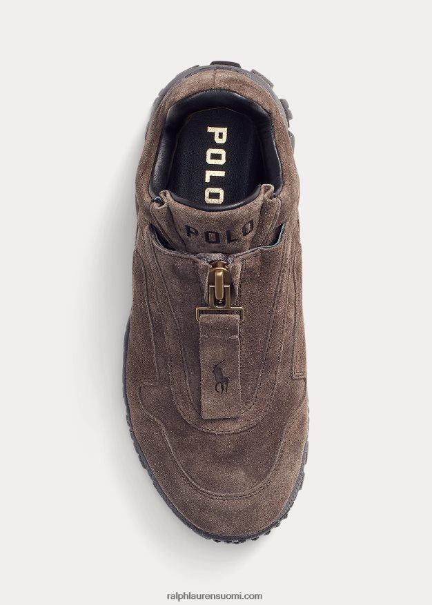 Ralph Lauren naiset grayson calf-mohka vetoketjulliset tennarit 0Z24ZR5109 tummanharmaa