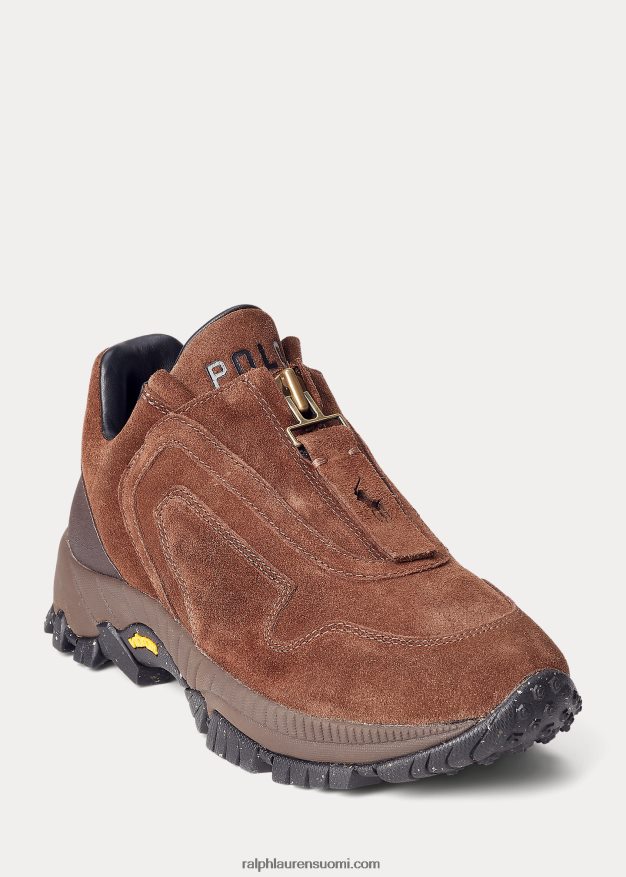 Ralph Lauren naiset grayson calf-mohka vetoketjulliset tennarit 0Z24ZR5110 piiri ruskea