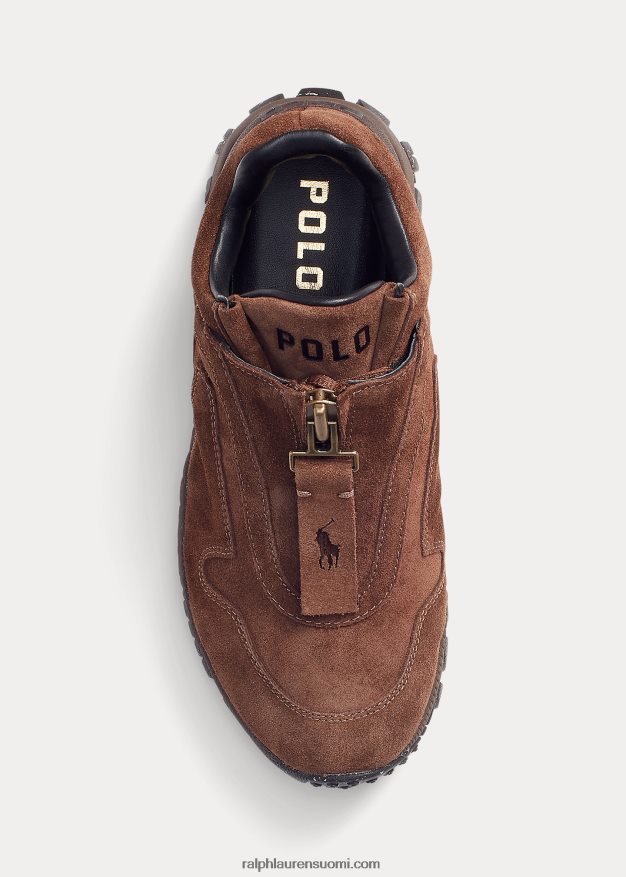 Ralph Lauren naiset grayson calf-mohka vetoketjulliset tennarit 0Z24ZR5110 piiri ruskea