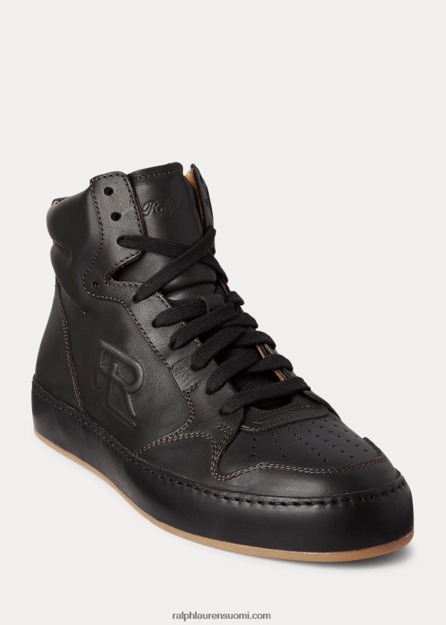 Ralph Lauren naiset jaemyn vasikanahkaiset korkeat lenkkarit 0Z24ZR9691 musta