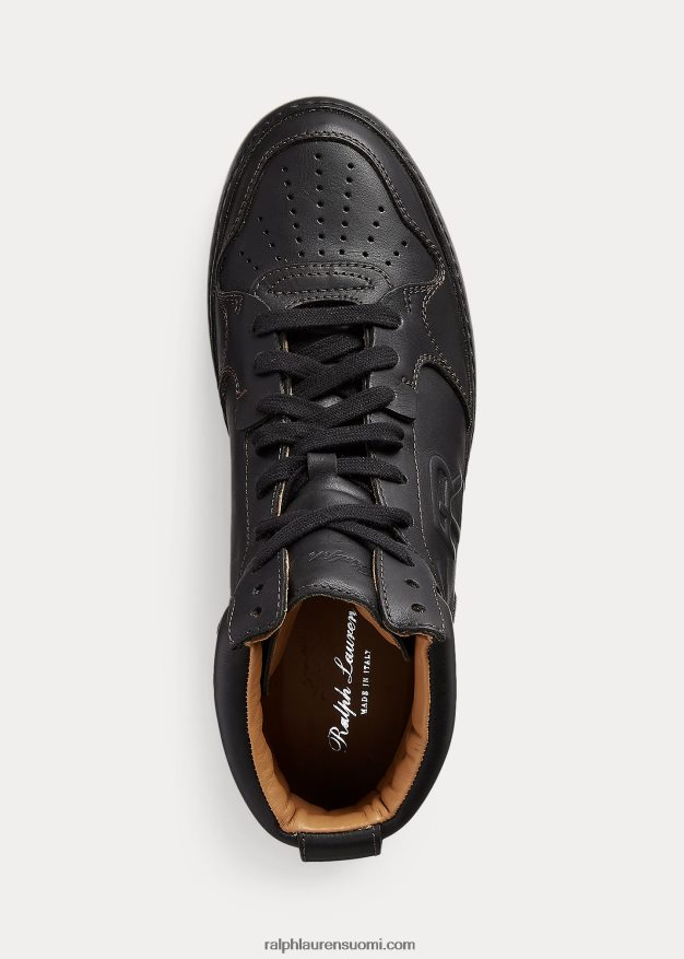 Ralph Lauren naiset jaemyn vasikanahkaiset korkeat lenkkarit 0Z24ZR9691 musta