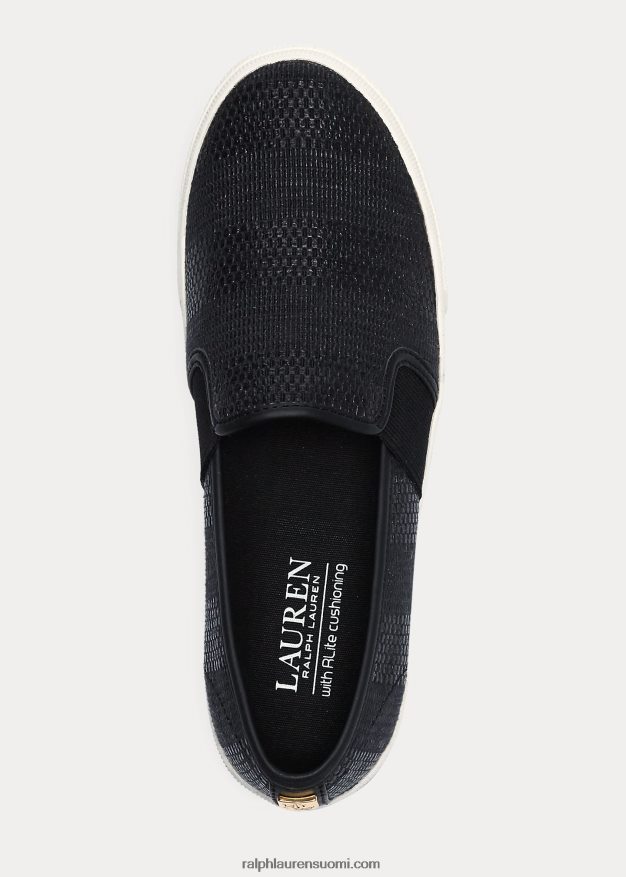 Ralph Lauren naiset jinny-kudotut slip-on-lenkkarit 0Z24ZR5082 musta