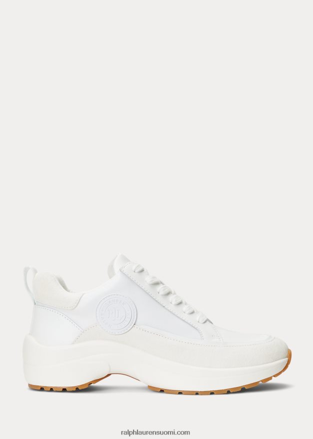 Ralph Lauren naiset reaghan nahka- ja mokkalenkkarit 0Z24ZR5127 valkoinen/kerhotalovoide