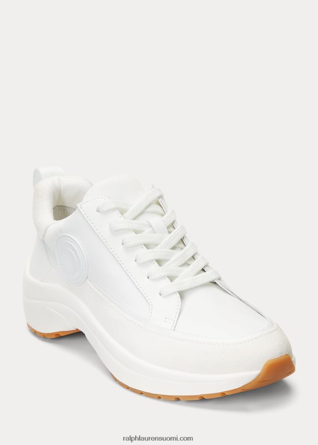 Ralph Lauren naiset reaghan nahka- ja mokkalenkkarit 0Z24ZR5127 valkoinen/kerhotalovoide