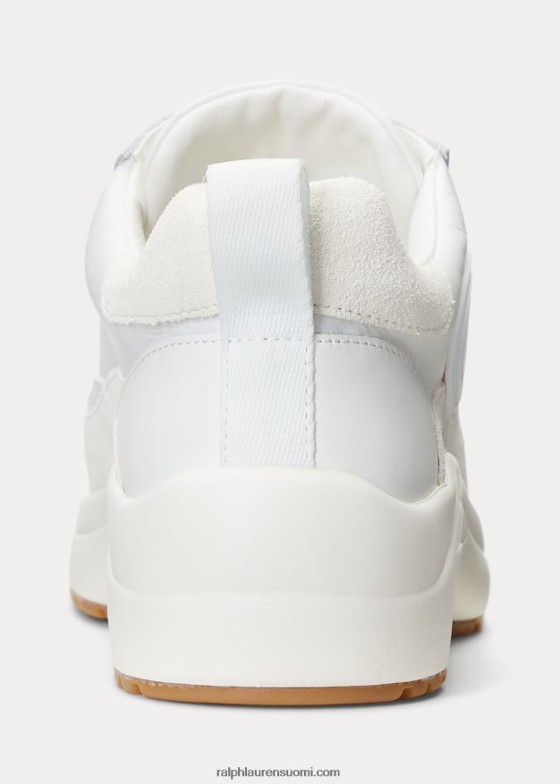 Ralph Lauren naiset reaghan nahka- ja mokkalenkkarit 0Z24ZR5127 valkoinen/kerhotalovoide