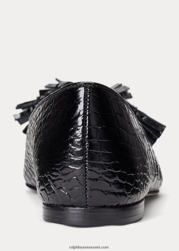 Ralph Lauren naiset ashtyn kohokuvioitu nahkainen loafer 0Z24ZR9614 musta