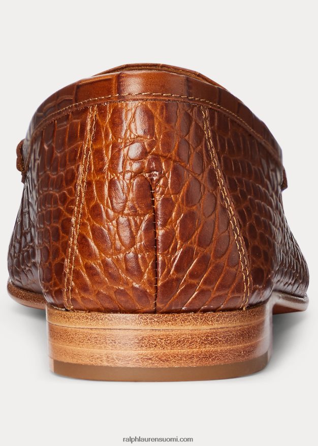 Ralph Lauren naiset ashtyn kohokuvioitu nahkainen loafer 0Z24ZR9615 Cuoio