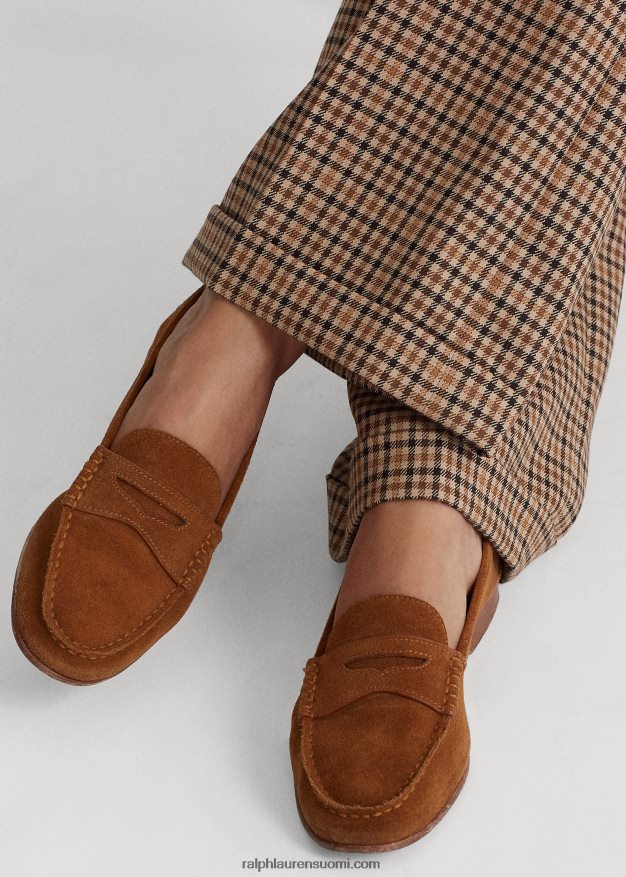 Ralph Lauren naiset ashtyn mokkanahka penny loafer 0Z24ZR9613 vaalean ruskea