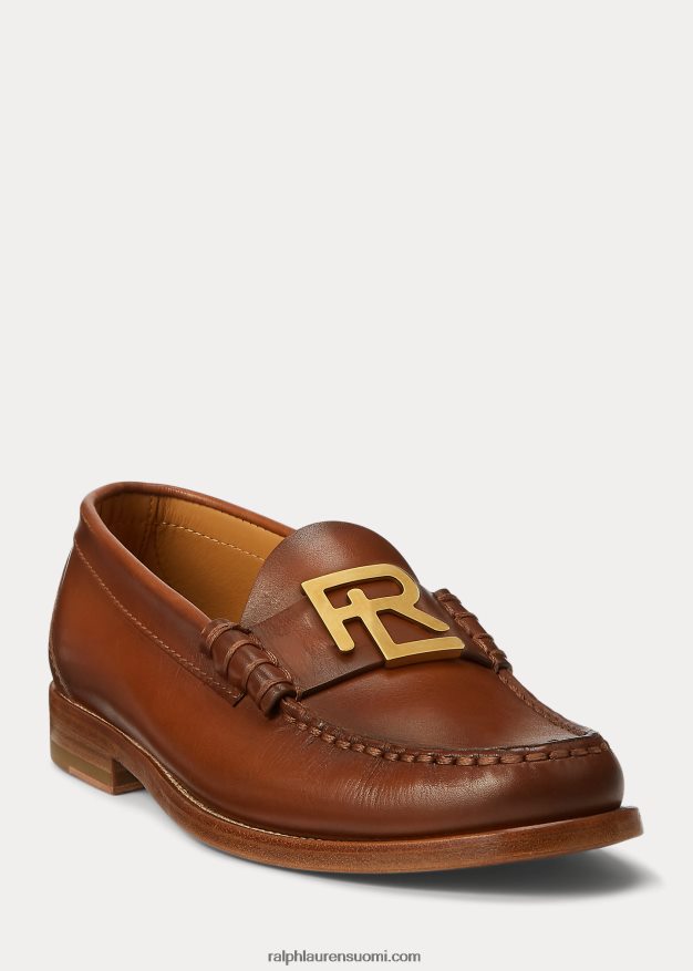 Ralph Lauren naiset harlan kiillotettu vasikkanahkainen loafer 0Z24ZR9681 rl kultaa