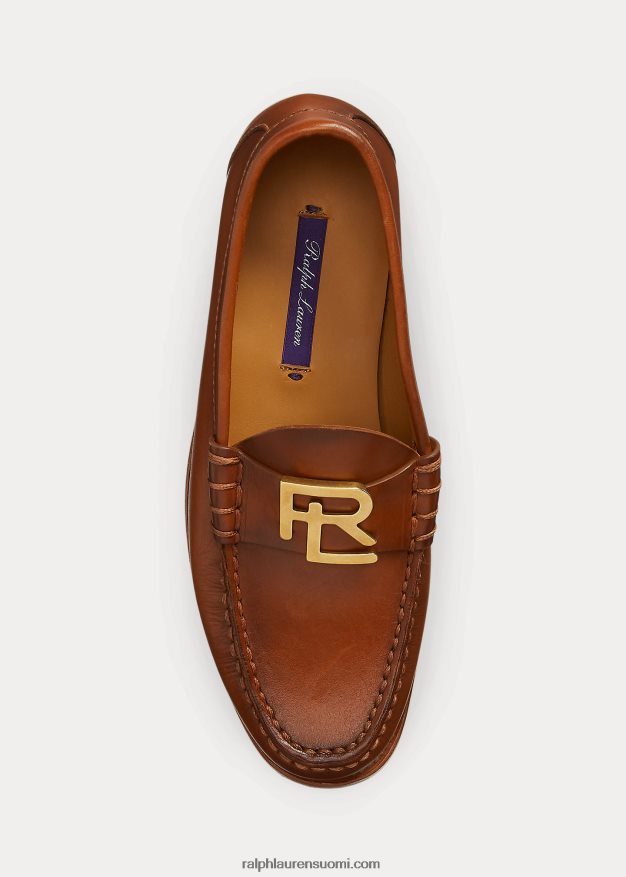 Ralph Lauren naiset harlan kiillotettu vasikkanahkainen loafer 0Z24ZR9681 rl kultaa