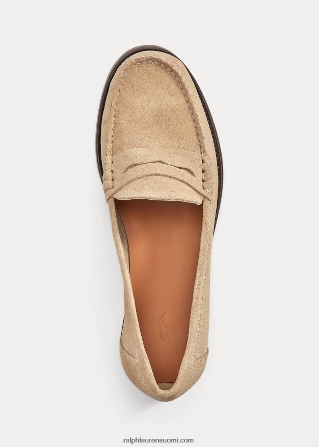 Ralph Lauren naiset mokkainen vasikkanahkainen penniäinen loafer 0Z24ZR9608 dyynirusketus