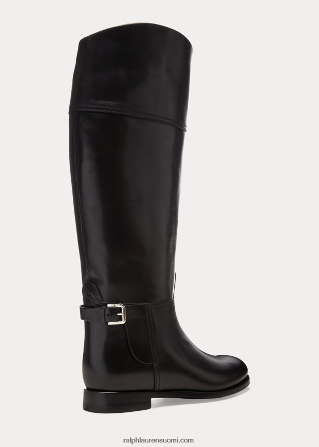 Ralph Lauren naiset Sallen vasikkanahkainen ratsastuskenkä 0Z24ZR9709 musta