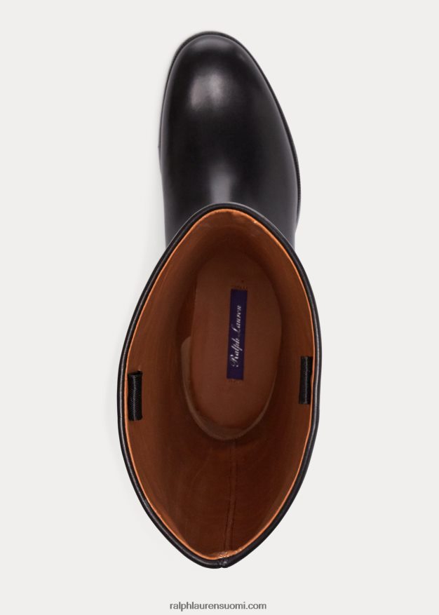 Ralph Lauren naiset Sallen vasikkanahkainen ratsastuskenkä 0Z24ZR9709 musta